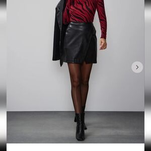 Faux Leather Wrap Mini Skirt